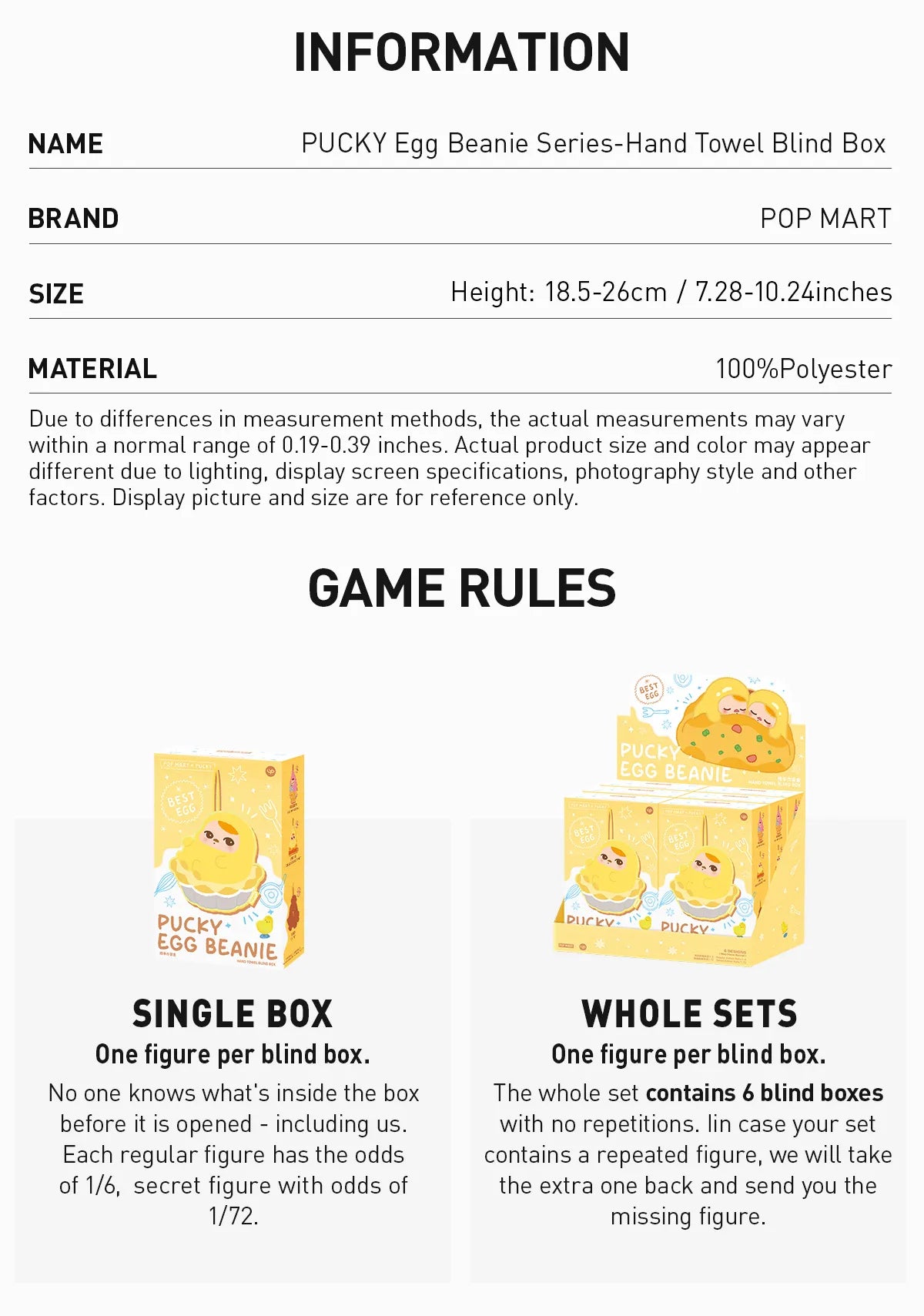 PUCKY Egg Beanie Series-Hand Towel Blind Box- SCRAMBLEDEGG TOAST (Confirmed Style)