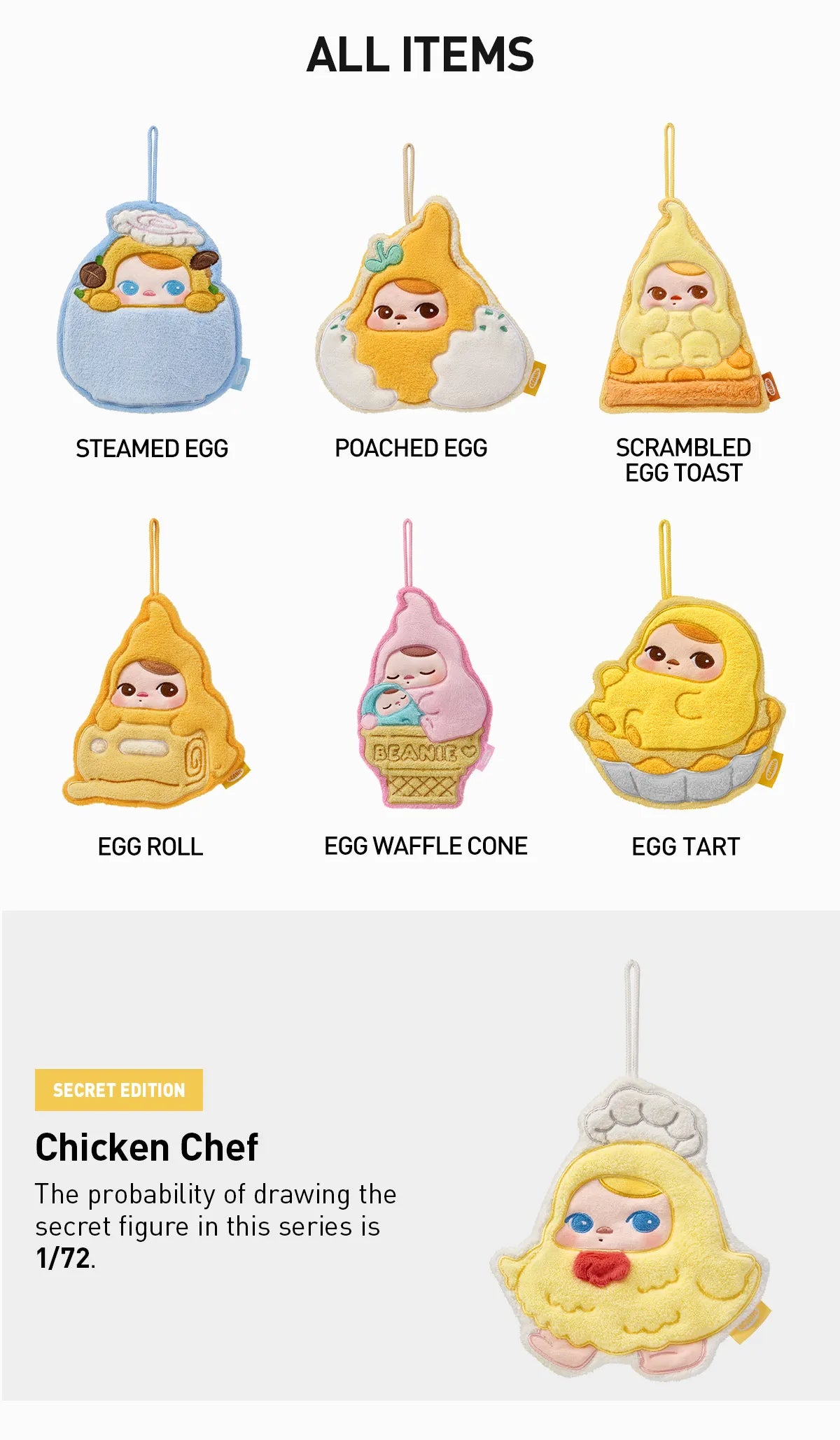 PUCKY Egg Beanie Series-Hand Towel Blind Box- SCRAMBLEDEGG TOAST (Confirmed Style)