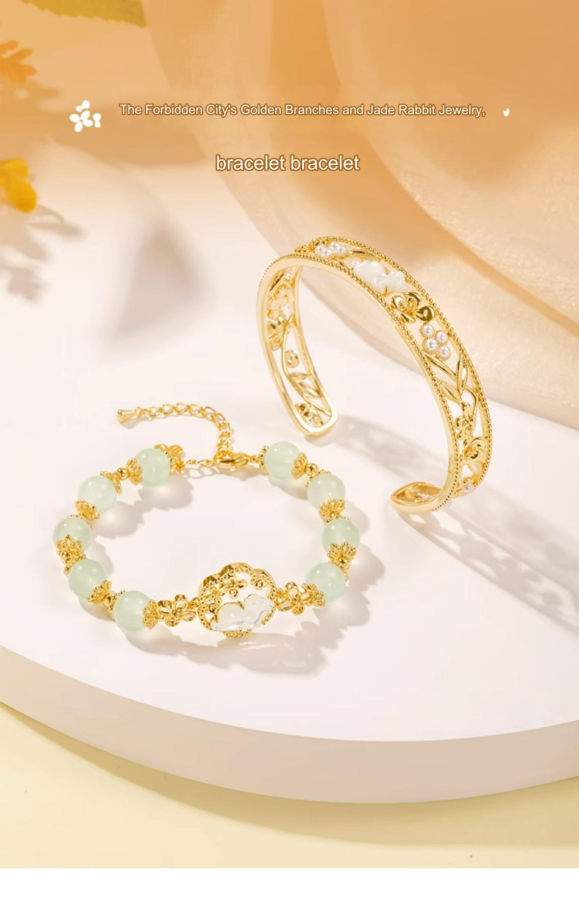 Cultural and creative golden branch jade rabbit bracelet osmanthus bracelet