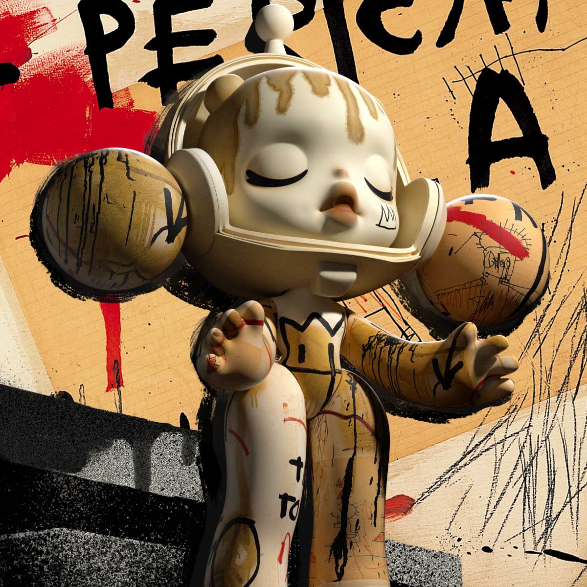 MEGA α SKULLPANDA 1000% JEAN-MICHEL BASQUIAT