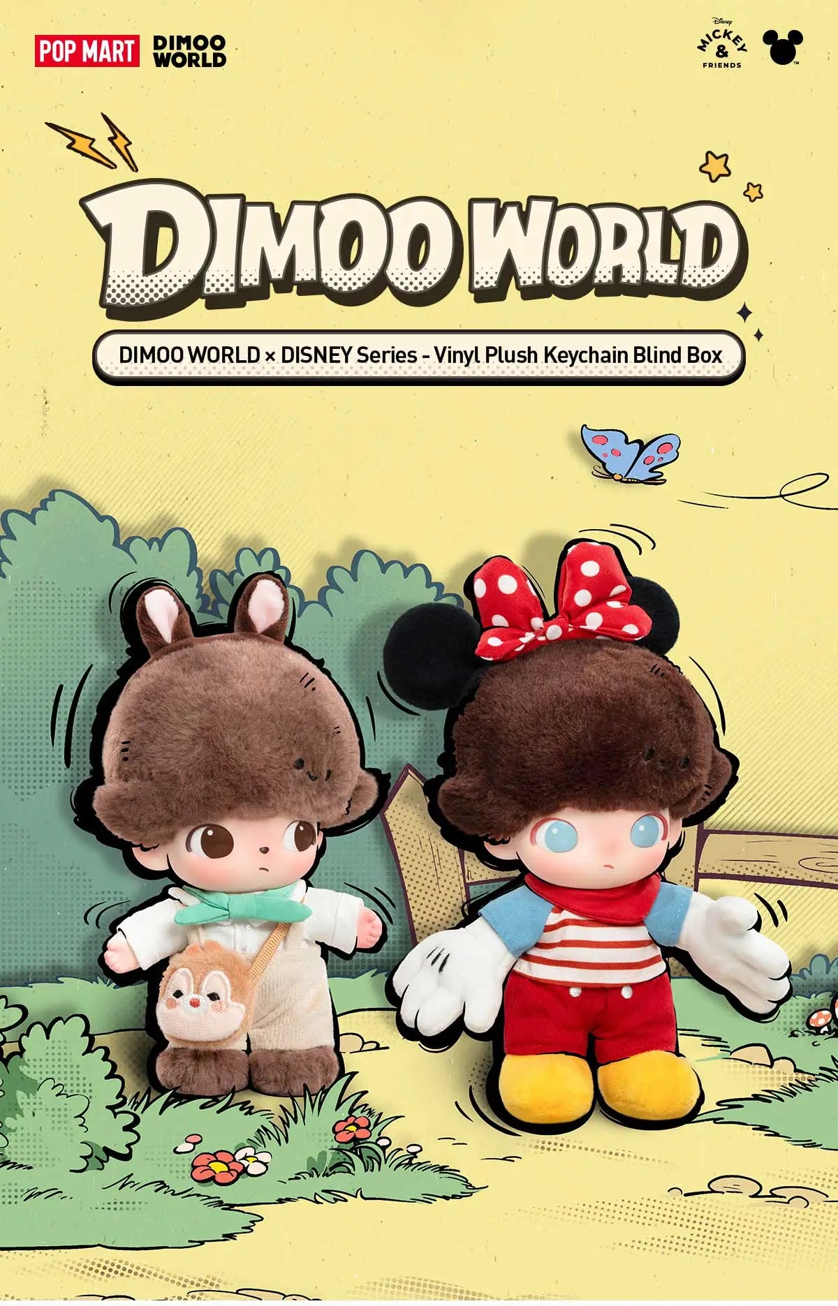 DIMOO WORLD x DISNEY Series-Vinyl Plush Keychain Blind Box (open box)