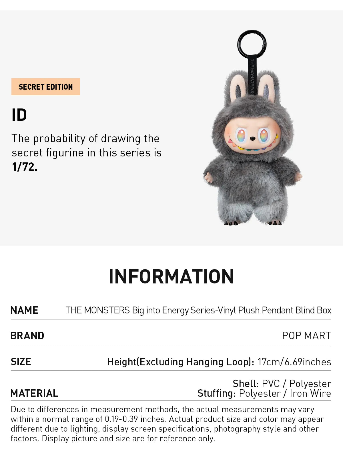 POP MART THE MONSTERS - Big into Energy Series-Vinyl Plush Pendant Blind Box - Happiness (Confirmed Style)