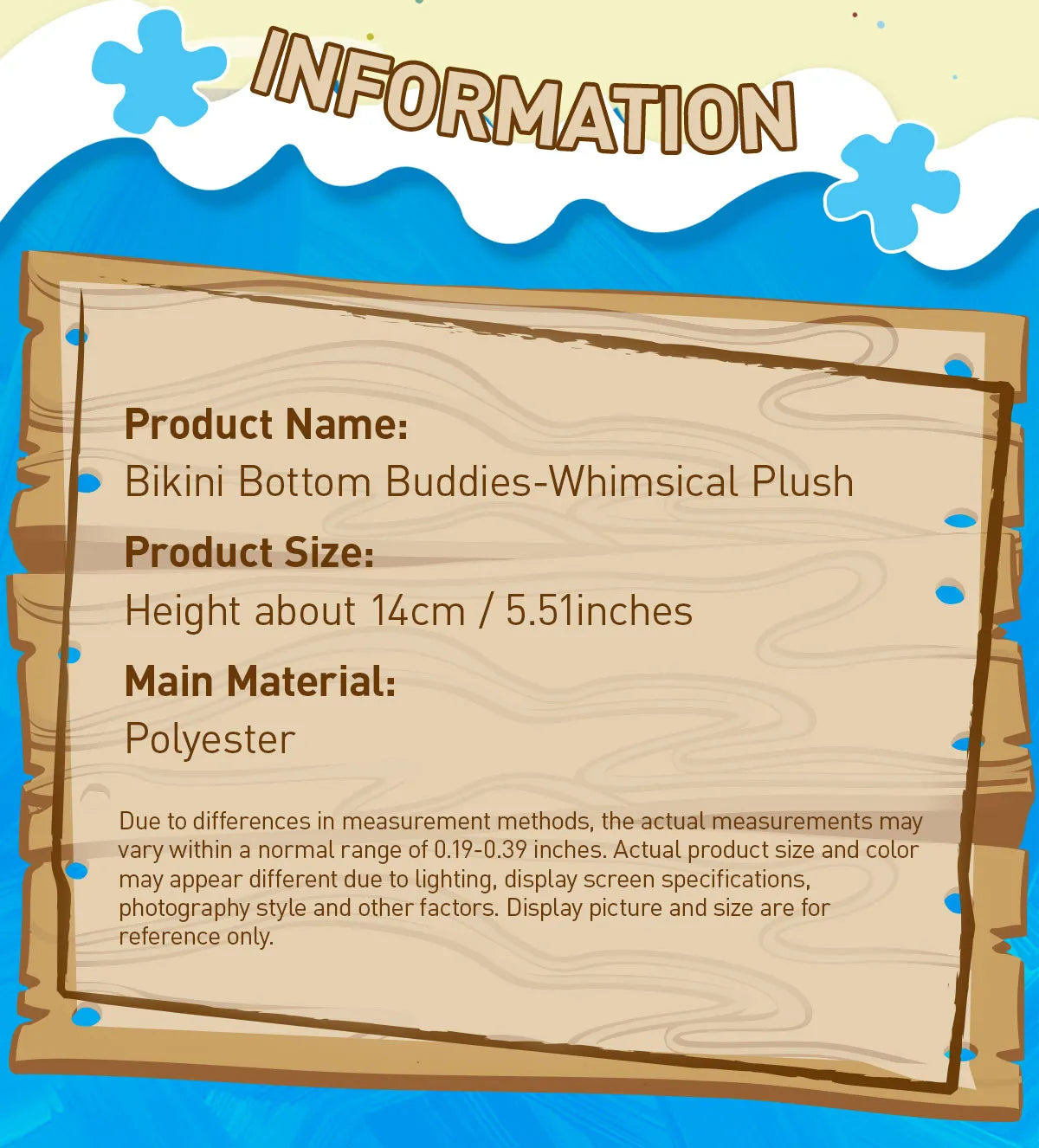 Bikini Bottom Buddies - Whimsical Plush - Flat Fish (Confirmed Style)