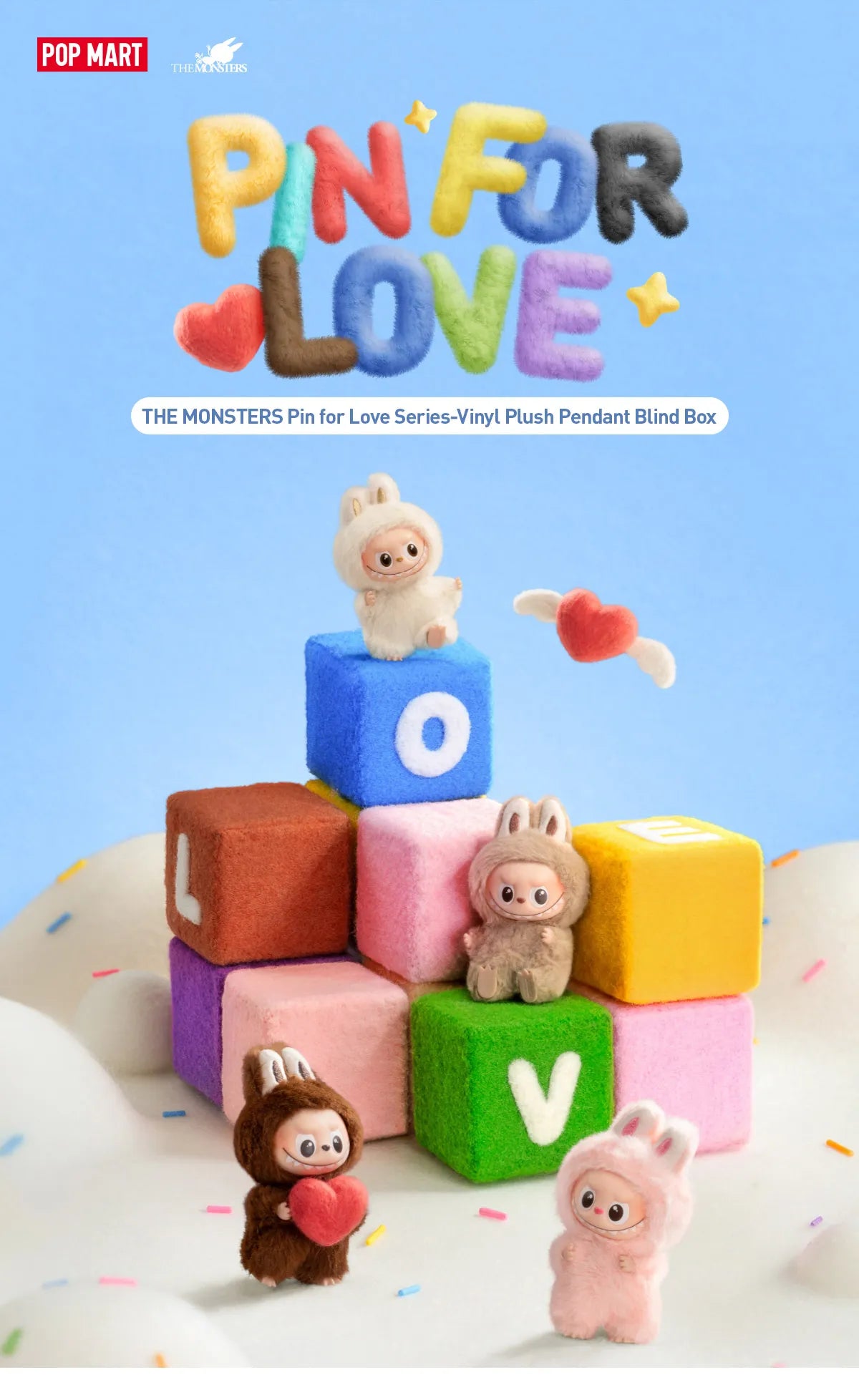 THE MONSTERS Pin for Love Series-Vinyl Plush Pendant Blind Box - R (Confirmed Style)