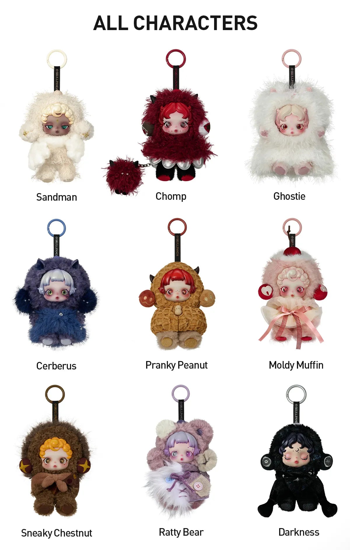 SKULLPANDA You Found Me! Series Plush Doll Pendant - Darkness (Confirmed Style)