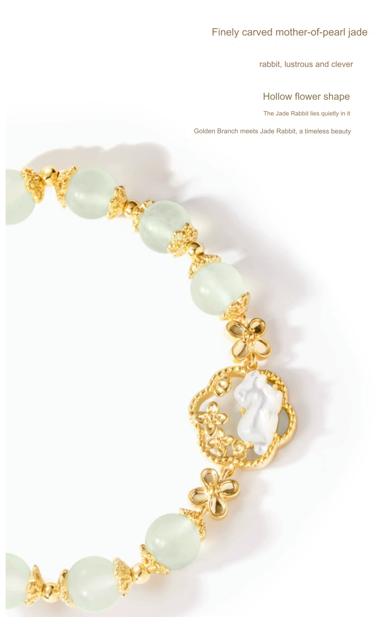 Cultural and creative golden branch jade rabbit bracelet osmanthus bracelet