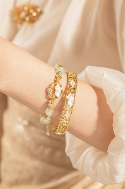 Cultural and creative golden branch jade rabbit bracelet osmanthus bracelet