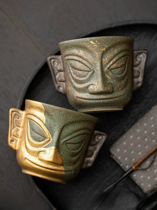 Sanxingdui Cultural and Creative Golden Mask Teacup