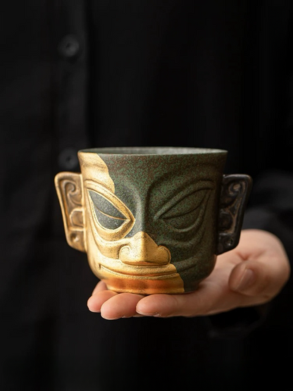 Sanxingdui Cultural and Creative Golden Mask Teacup