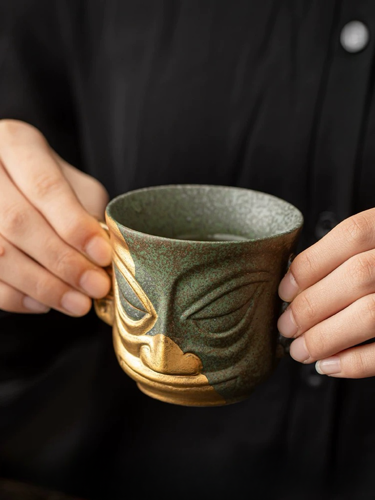 Sanxingdui Cultural and Creative Golden Mask Teacup