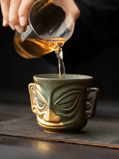 Sanxingdui Cultural and Creative Golden Mask Teacup