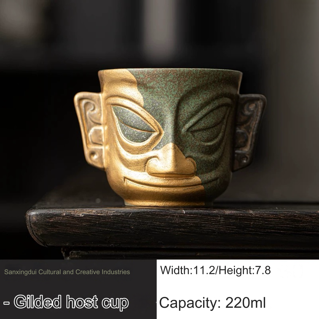 Sanxingdui Cultural and Creative Golden Mask Teacup