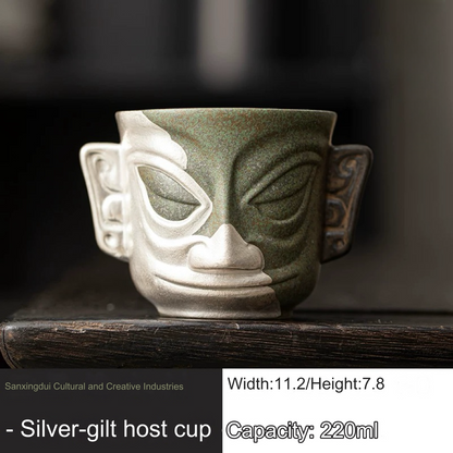 Sanxingdui Cultural and Creative Golden Mask Teacup