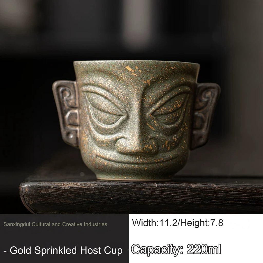 Sanxingdui Cultural and Creative Golden Mask Teacup