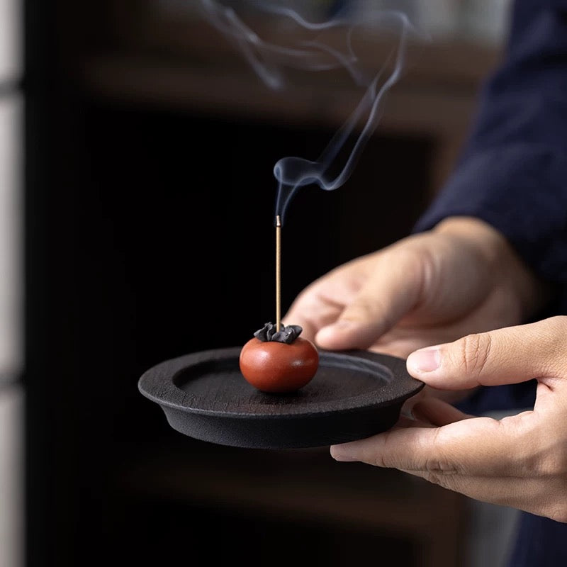 Mini Persimmon Incense Burner - Creative Ornament, Small Incense Burner