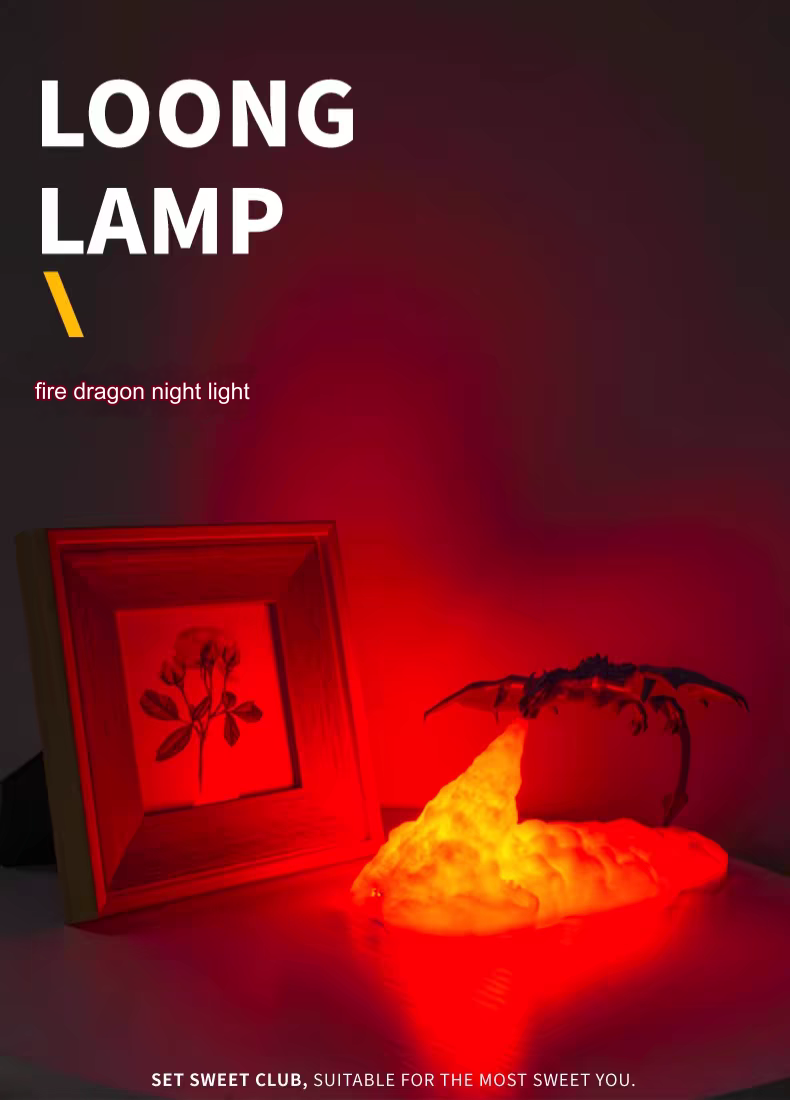 Volcano Dragon Night Light Ambient Lamp Ornament