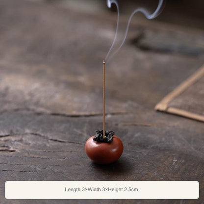 Mini Persimmon Incense Burner - Creative Ornament, Small Incense Burner