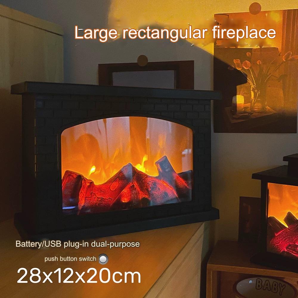 LED Simulated Flame Lamp - Faux Fireplace Ambient Light, Vintage Style